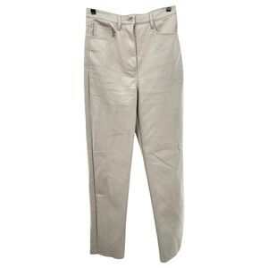 Aritzia Wilfred Women Pants Beige Melina Vegan Leather High Rise Straight 4‎